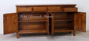 Credenza in legno massiccio con 4 ante e 4 cassetti da taverna o cucina